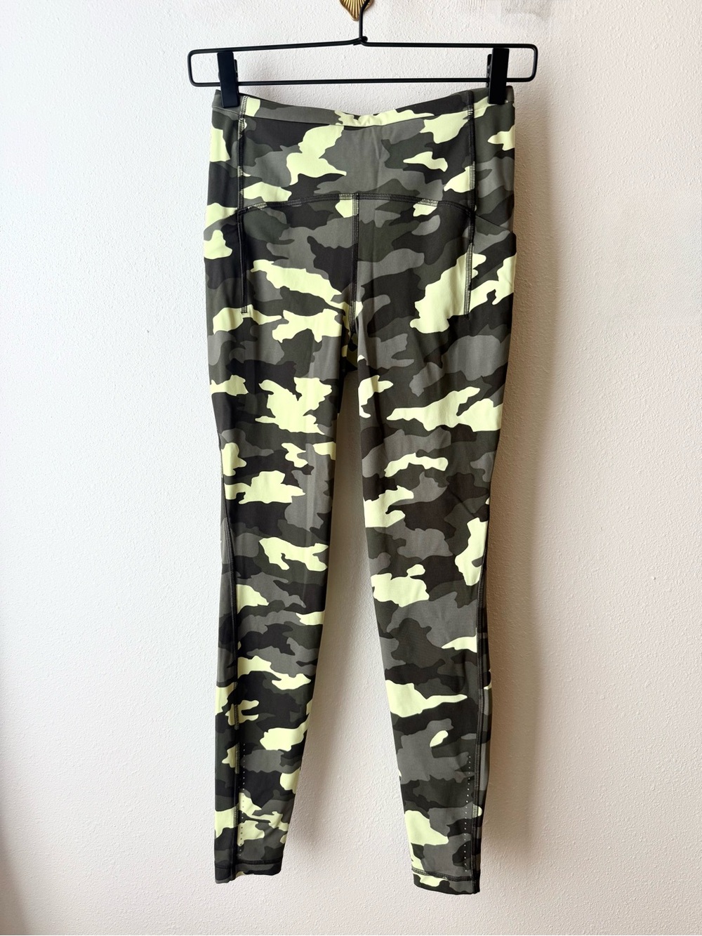 lululemon athletica Neon Yellow and Olive Green Camo Leggings